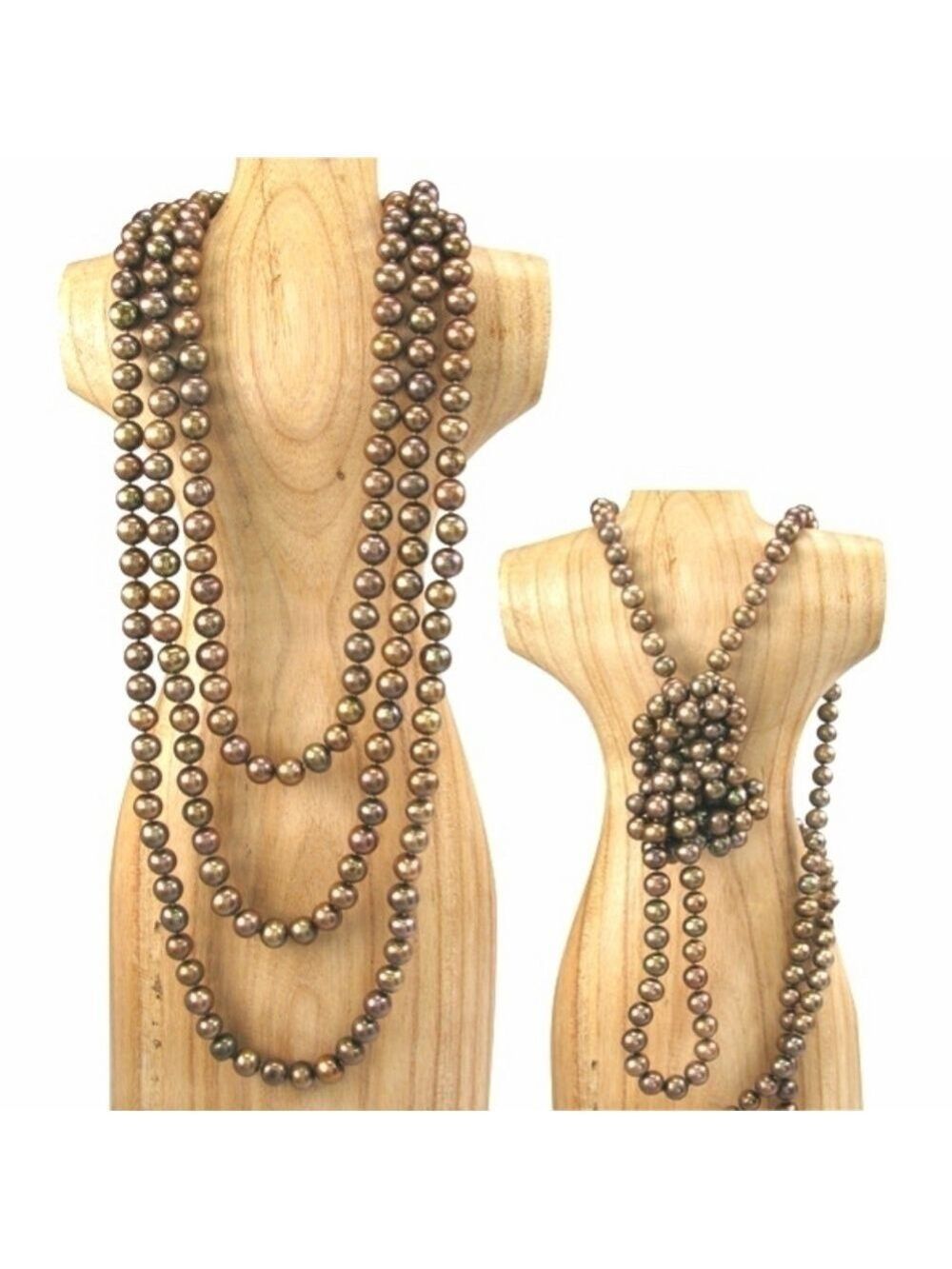 64" Genuine cognac brown freshwater pearl rope necklace 🆕